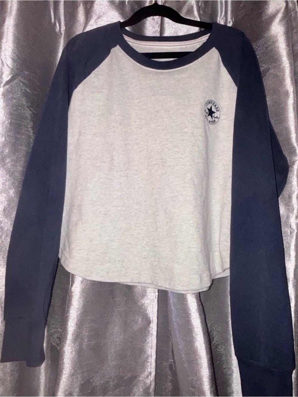 Converse Two-Tone Raglan Sweatshirt in Light Gray and Navy